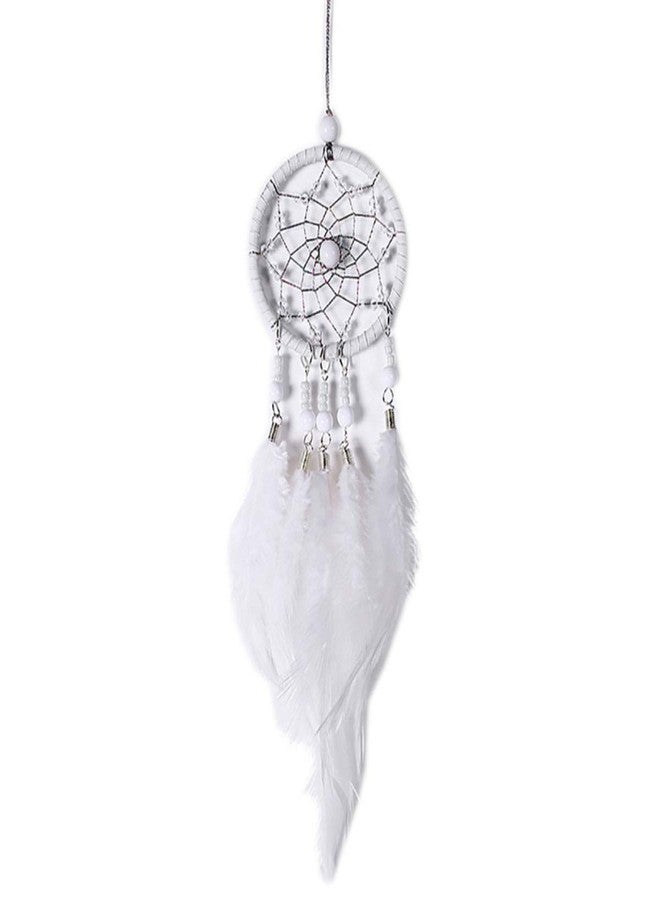 SPANICE Feather Dream Catcher Pendant, Small Car Charm for Wall & Bedroom Hanging Decorations (White) - Image 4